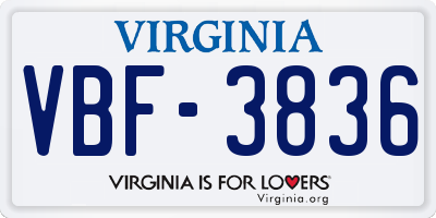 VA license plate VBF3836