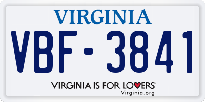 VA license plate VBF3841