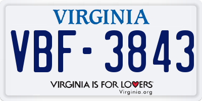 VA license plate VBF3843