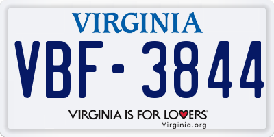 VA license plate VBF3844