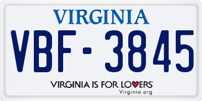 VA license plate VBF3845