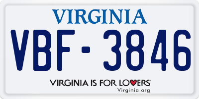 VA license plate VBF3846