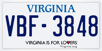 VA license plate VBF3848