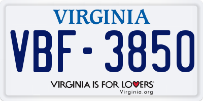 VA license plate VBF3850