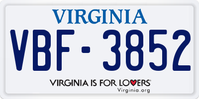 VA license plate VBF3852