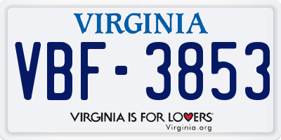 VA license plate VBF3853