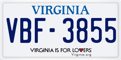 VA license plate VBF3855