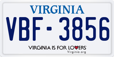 VA license plate VBF3856
