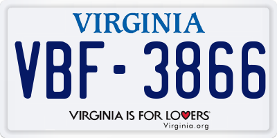 VA license plate VBF3866