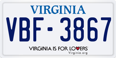 VA license plate VBF3867