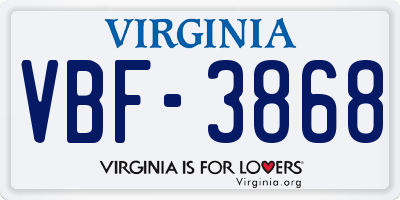 VA license plate VBF3868
