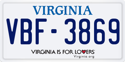 VA license plate VBF3869