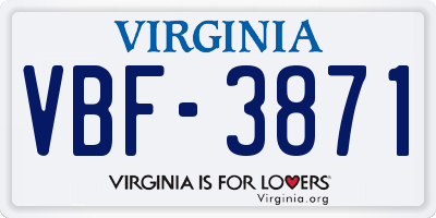 VA license plate VBF3871
