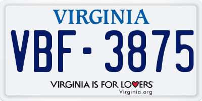 VA license plate VBF3875