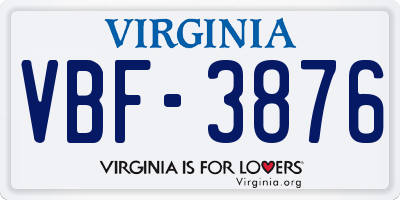 VA license plate VBF3876