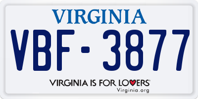 VA license plate VBF3877