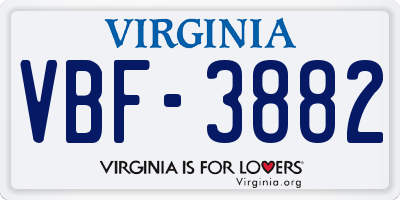VA license plate VBF3882