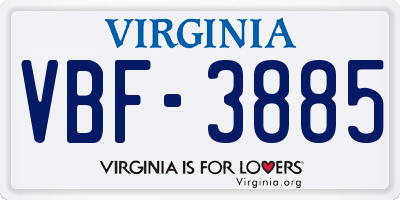 VA license plate VBF3885