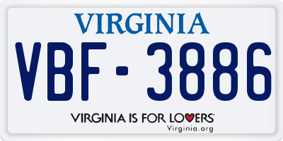VA license plate VBF3886