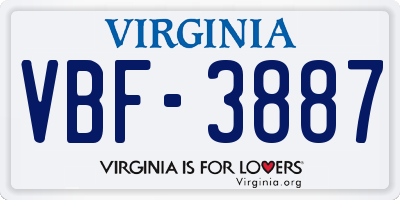 VA license plate VBF3887