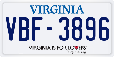 VA license plate VBF3896