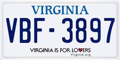 VA license plate VBF3897