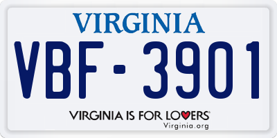 VA license plate VBF3901