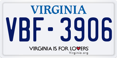 VA license plate VBF3906