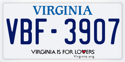 VA license plate VBF3907