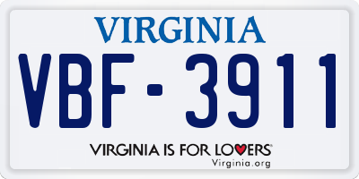 VA license plate VBF3911