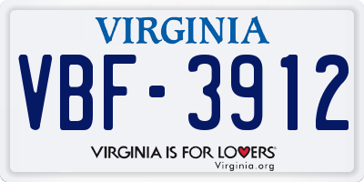 VA license plate VBF3912