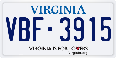 VA license plate VBF3915