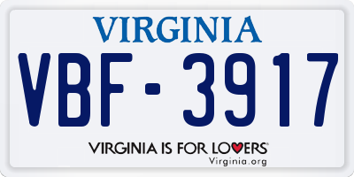 VA license plate VBF3917