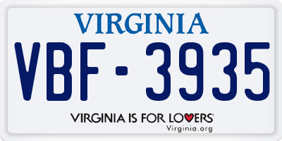 VA license plate VBF3935