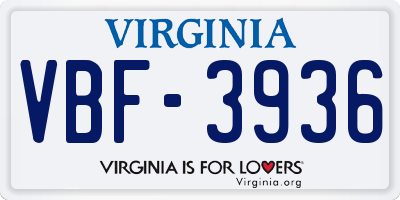 VA license plate VBF3936