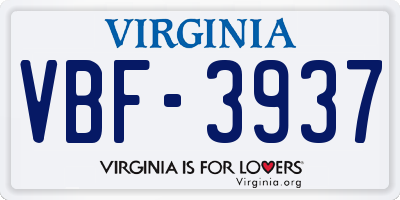 VA license plate VBF3937