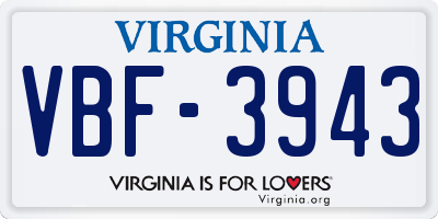 VA license plate VBF3943