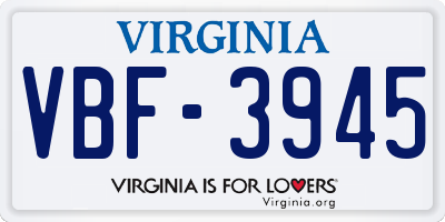 VA license plate VBF3945