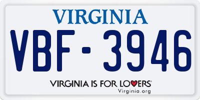 VA license plate VBF3946