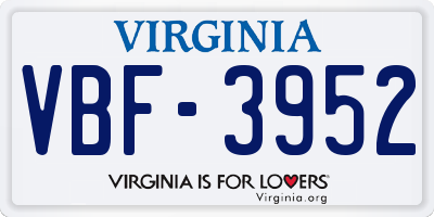 VA license plate VBF3952