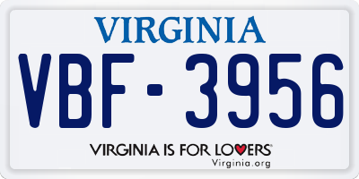 VA license plate VBF3956