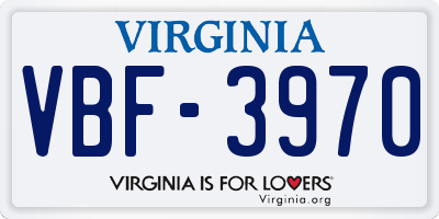VA license plate VBF3970