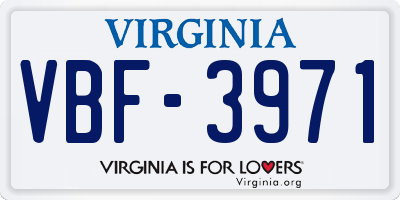 VA license plate VBF3971