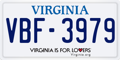VA license plate VBF3979