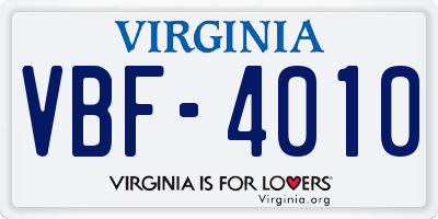VA license plate VBF4010