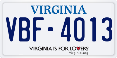 VA license plate VBF4013
