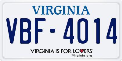 VA license plate VBF4014