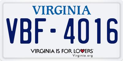 VA license plate VBF4016
