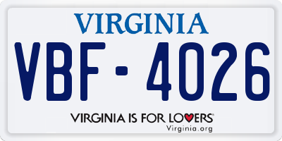 VA license plate VBF4026