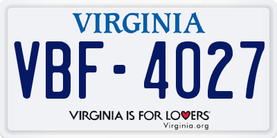 VA license plate VBF4027
